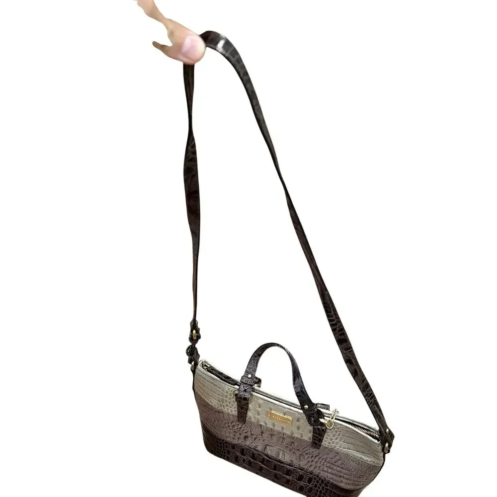 Brahmin Asher Heather Vineyard Tri Color Tote, Shoulder Bag Croc Embossed